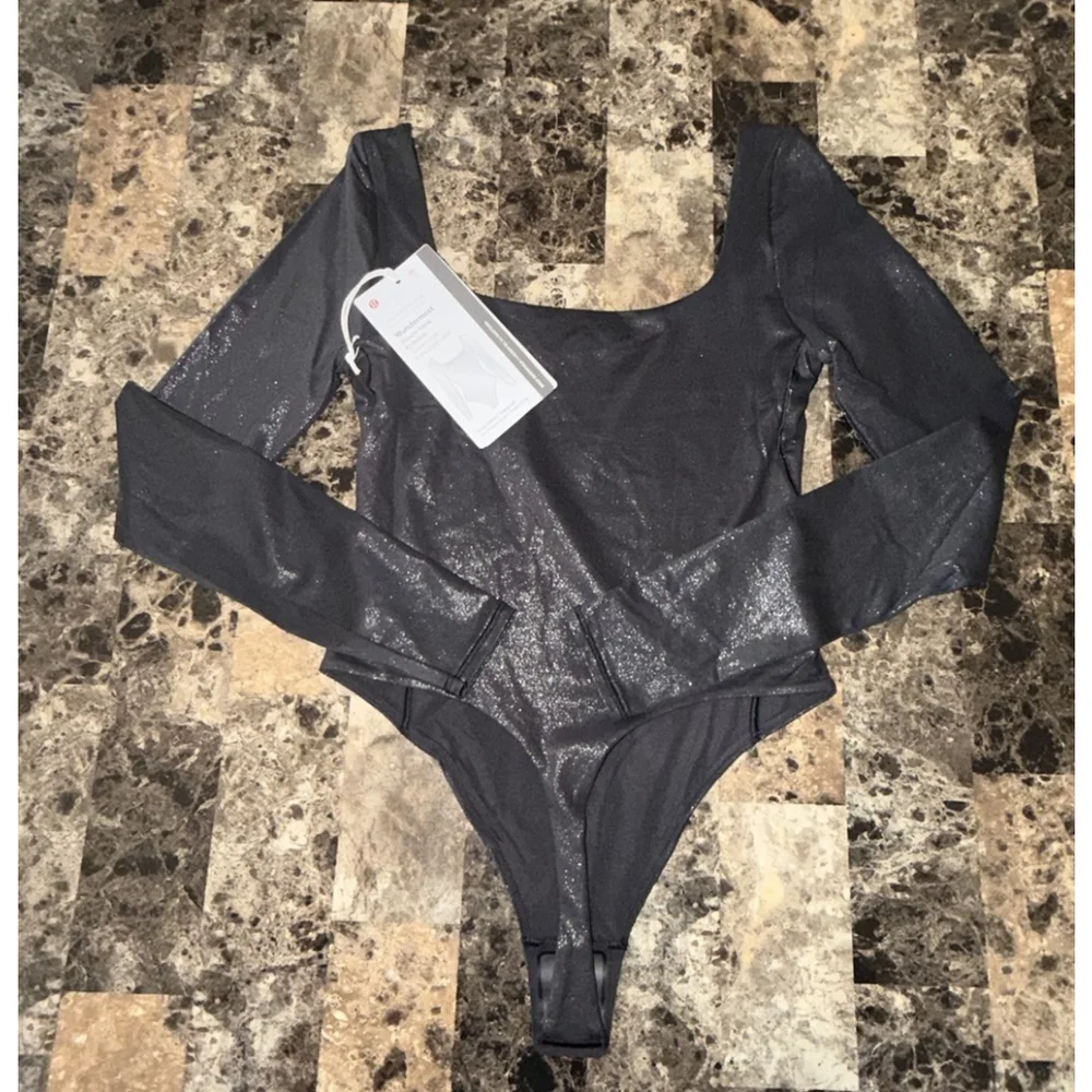 LULULEMON WUNDERMOST SQUARE-NECK BODYSUIT BLACK SHINE COLOR SIZE X-SMALL NWT - Picture 4 of 10